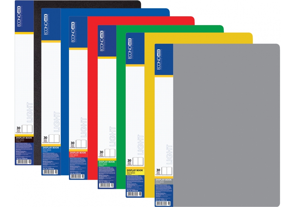 Папка-дисплей ECONOMIX А4 30 файлів Light, асорті (E37603)